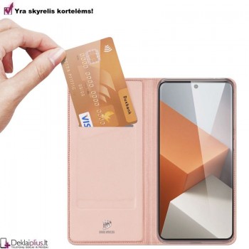 Dux Ducis Skin Pro dirbtinės odos dėklas - rausvas (Xiaomi Redmi Note 13 Pro Plus)
